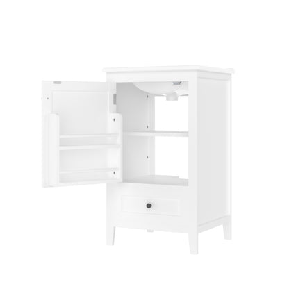 51x46x85cm Bodenstehender Badezimmerschrank mit Waschbe, Waschtisch,komplett lackiert, Türablage, geräuschlose Schublade mit großem Fassungsvermögen, verstellbares Regal, Keramikwaschbecken, weiß