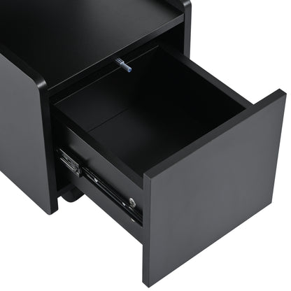 Beistellschrank mit Rollen, vielseitiger Aufbewahrungswagen für Wohnzimmer, Esszimmer und Schlafzimmer, Schwarz