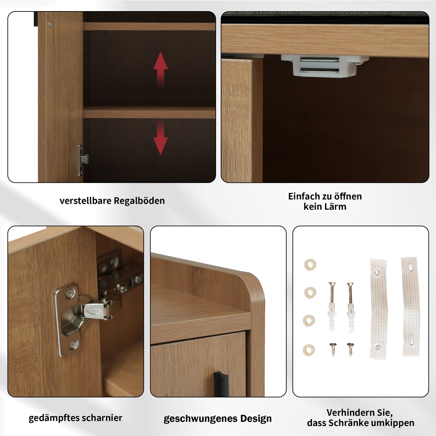 Moderner Schuhbänke mit Holzmaserung, Schuhschrank
