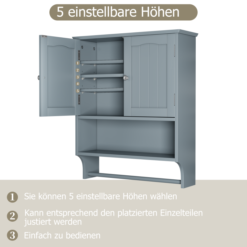 Badezimmer Wandschrank mit Handtuchhalter, hellgrau