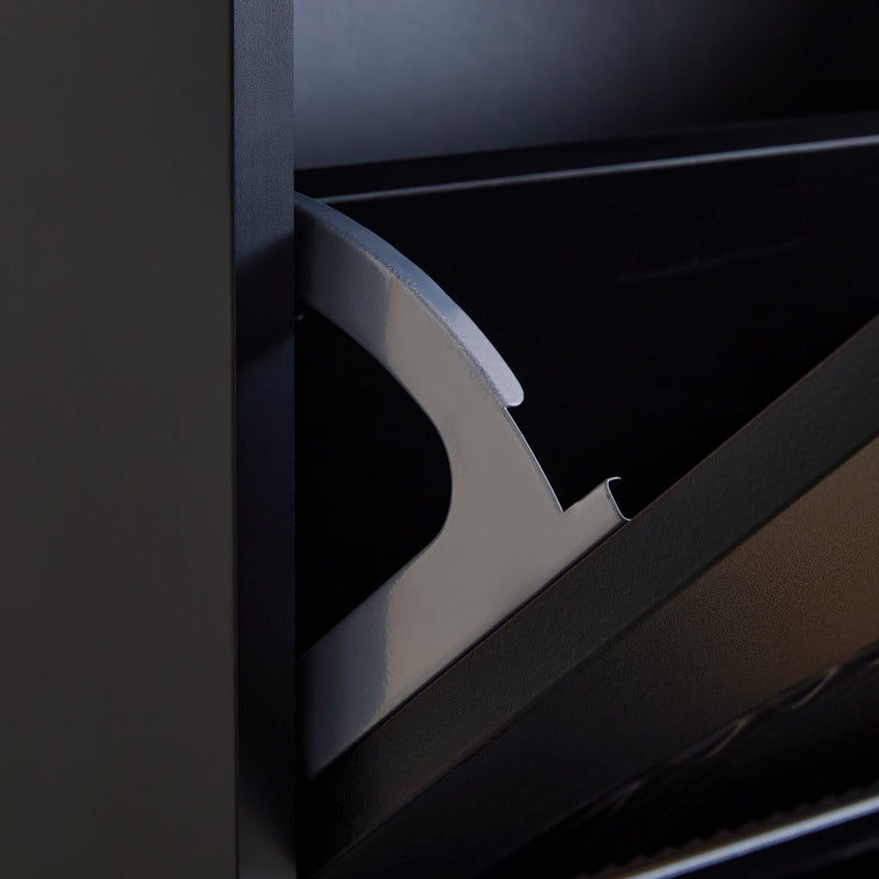 Schuhkipper Schmal mit 3 Klappen, Schuhschrank, Schuhschrank  Schuhkommode für Flur Wohnzimmer ,Schwarz