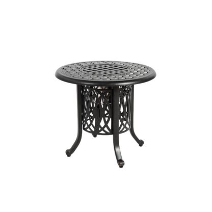 Outdoor Aluminum Table with Ice Bucket,Patio Side Table,  Aluminum End Table with Adjustable Footpads, Outdoor Small Coffee Table