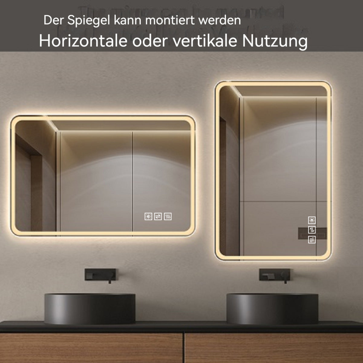 LED Badezimmerspiegel 60×100 cm – rahmenlos, dimmbar, Anti-Beschlag, energiesparend, Sicherheitsglas, Wandspiegel mit Beleuchtung
