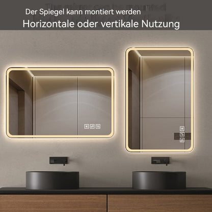 LED Badezimmerspiegel 60×100 cm – rahmenlos, dimmbar, Anti-Beschlag, energiesparend, Sicherheitsglas, Wandspiegel mit Beleuchtung