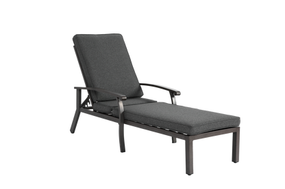 Lounge Patio Chair with Cotton Cushion, Adjustable Reclining Rust-Resistant Aluminum  Poolside Chaise Lounge Furniture, Waterproof Grey Cushion (1pc)