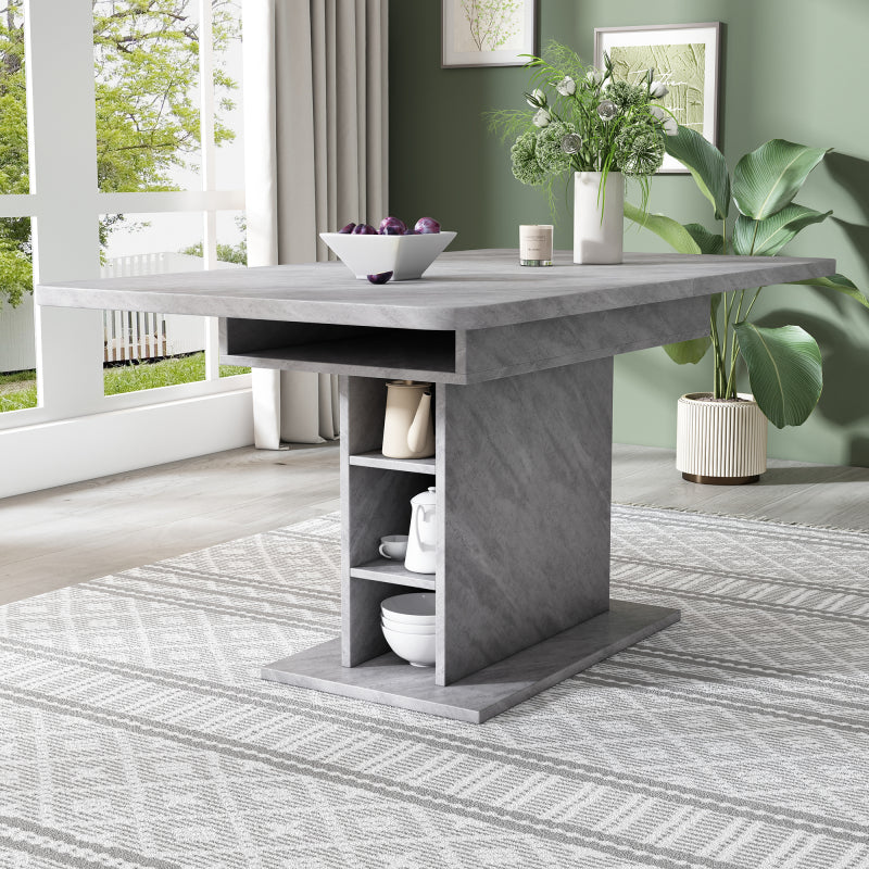 Ausziehbarer Esstisch, L110/130*W70*H75, Esstisch mit Stauraum, Betonoptik