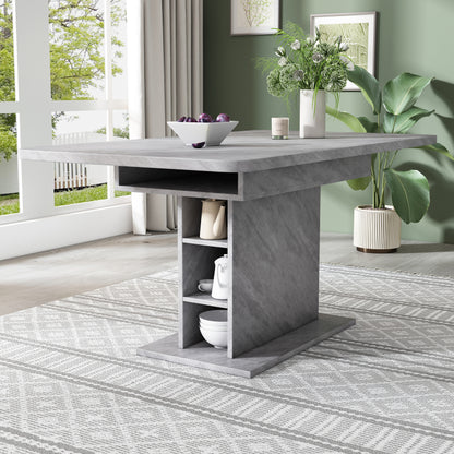 Ausziehbarer Esstisch, L110/130*W70*H75, Esstisch mit Stauraum, Betonoptik