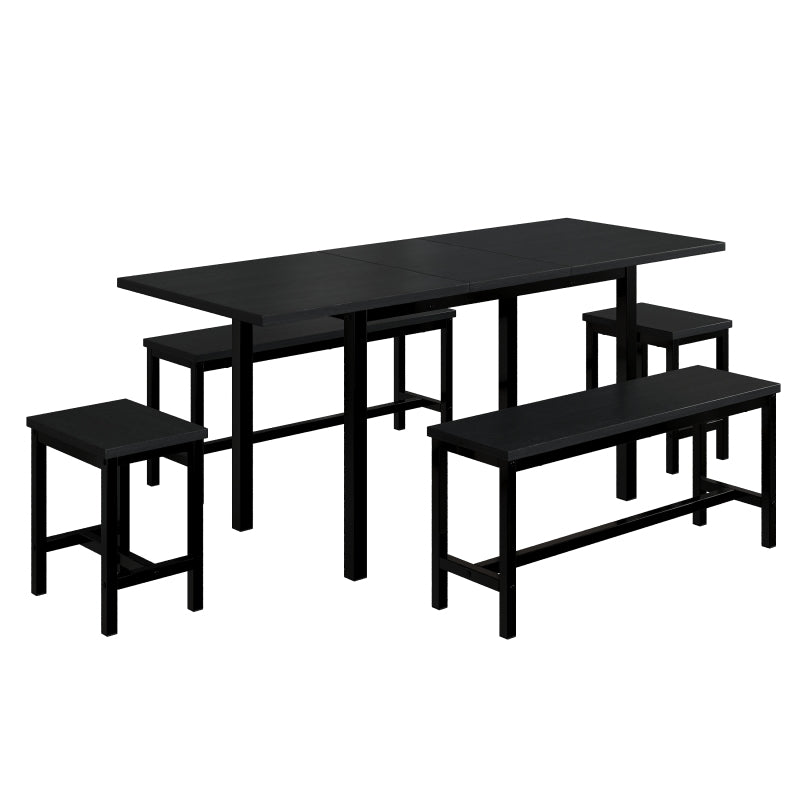 Esstisch-Set (mit Esstisch, 4 Stühlen), schwarz