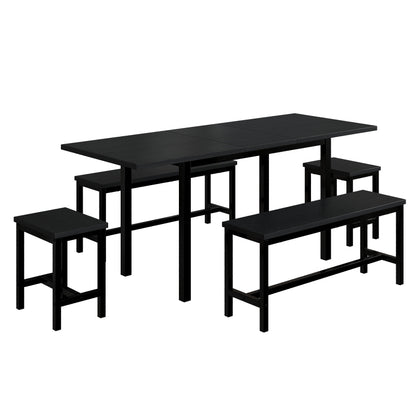 Esstisch-Set (mit Esstisch, 4 Stühlen), schwarz