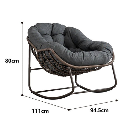 Outdoor Rattan Rocking Chair,Padded Cushion Rocker Recliner Chair Outdoor for Front Porch, Living Room, Patio, Garden, Gray