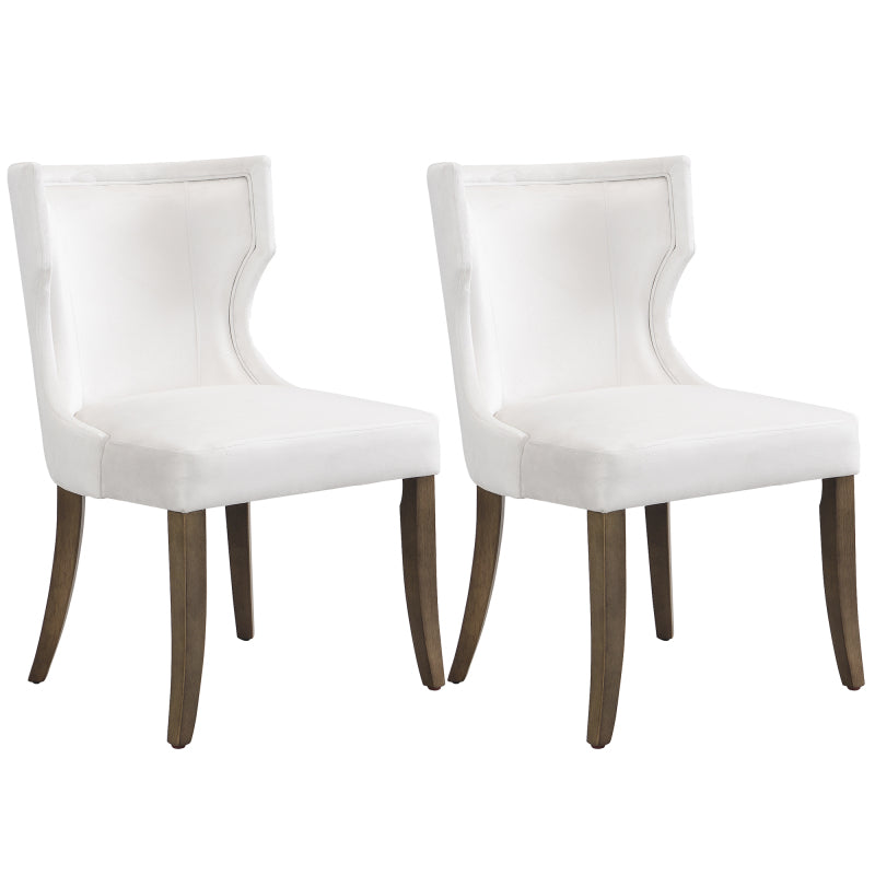 Esszimmerstuhl aus Samt, 2er-Set mit Massivholzbeinen, dickem Kissen, verstellbaren Beinen, Beige