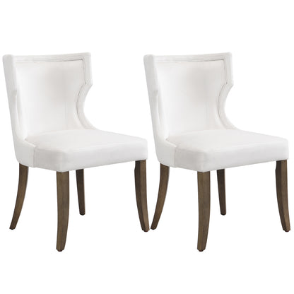 Esszimmerstuhl aus Samt, 2er-Set mit Massivholzbeinen, dickem Kissen, verstellbaren Beinen, Beige