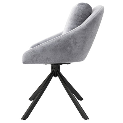 Moderner grauer Samtstuhl, stilvoller und bequemer drehbarer Esszimmerstuhl, atmungsaktiver Samtstoff, ergonomisches Design, eleganter grauer Drehstuhl