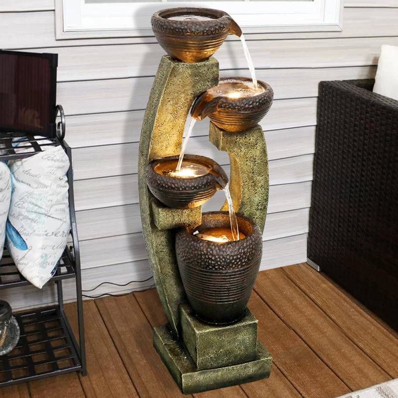 40inches Tall Modern Outdoor Garden Fountain with Contemporary Design for Garden, Patio Decor
