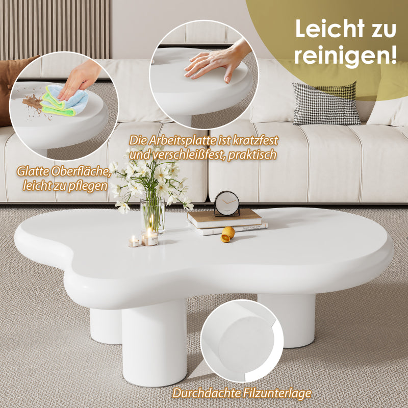 Unregelmäßiger Couchtisch in Wolkenform, 97cm Länge, 67cm Breite, 32cm Höhe, MDF mit Filzunterlagen, lackierte Oberfläche,Kreativer Couchtisch