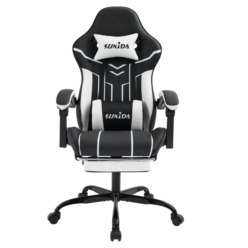 Gaming Stuhl Computerstuhl Ergonomischer Gaming Chair mit Fußstütze Bürostuhl Ergonomischer Computerstuhl mit Lendenwirbelstütze, Mintgrün