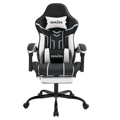 Gaming Stuhl Computerstuhl Ergonomischer Gaming Chair mit Fußstütze Bürostuhl Ergonomischer Computerstuhl mit Lendenwirbelstütze, Mintgrün