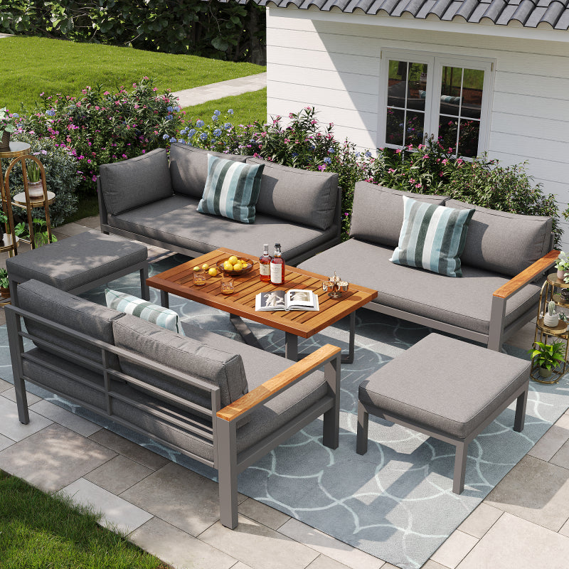 Gartenlounge-Set für 7-8 Personen, Gartenmöbel, Gartenmöbel Set für Garten, Balkon, Terrasse, wetterfest Sitzgruppe Essgruppe, Moderne Gartengarnitur,Gartenmöbelset mit Gestell aus verzinktem Eisen