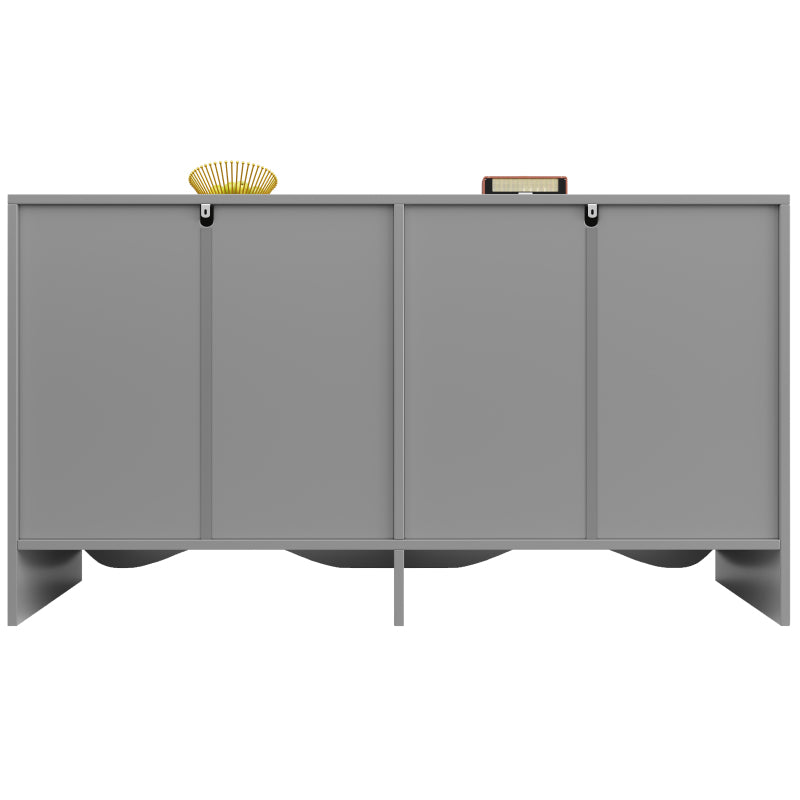 Sideboard(140×40×85cm), buffetschrank, cabinets, Esszimmer Wohnzimmer Aufbewahrungsschränke, Gemusterte Schränke, Freistehende Schränke, Küchenmöbel,Wellenmuster-Design, Grau