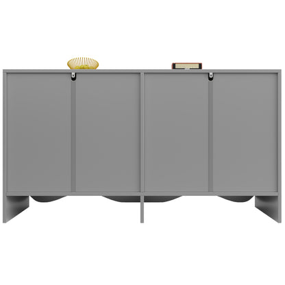 Sideboard(140×40×85cm), buffetschrank, cabinets, Esszimmer Wohnzimmer Aufbewahrungsschränke, Gemusterte Schränke, Freistehende Schränke, Küchenmöbel,Wellenmuster-Design, Grau