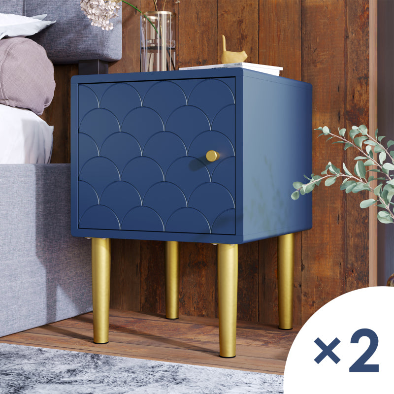 2er Set Nachttisch,Nachtschrank Beistelltisch,Marineblau, Sofatisch passend zu jedem Bett & Schlafzimmer - H50/B35/T35 cm
