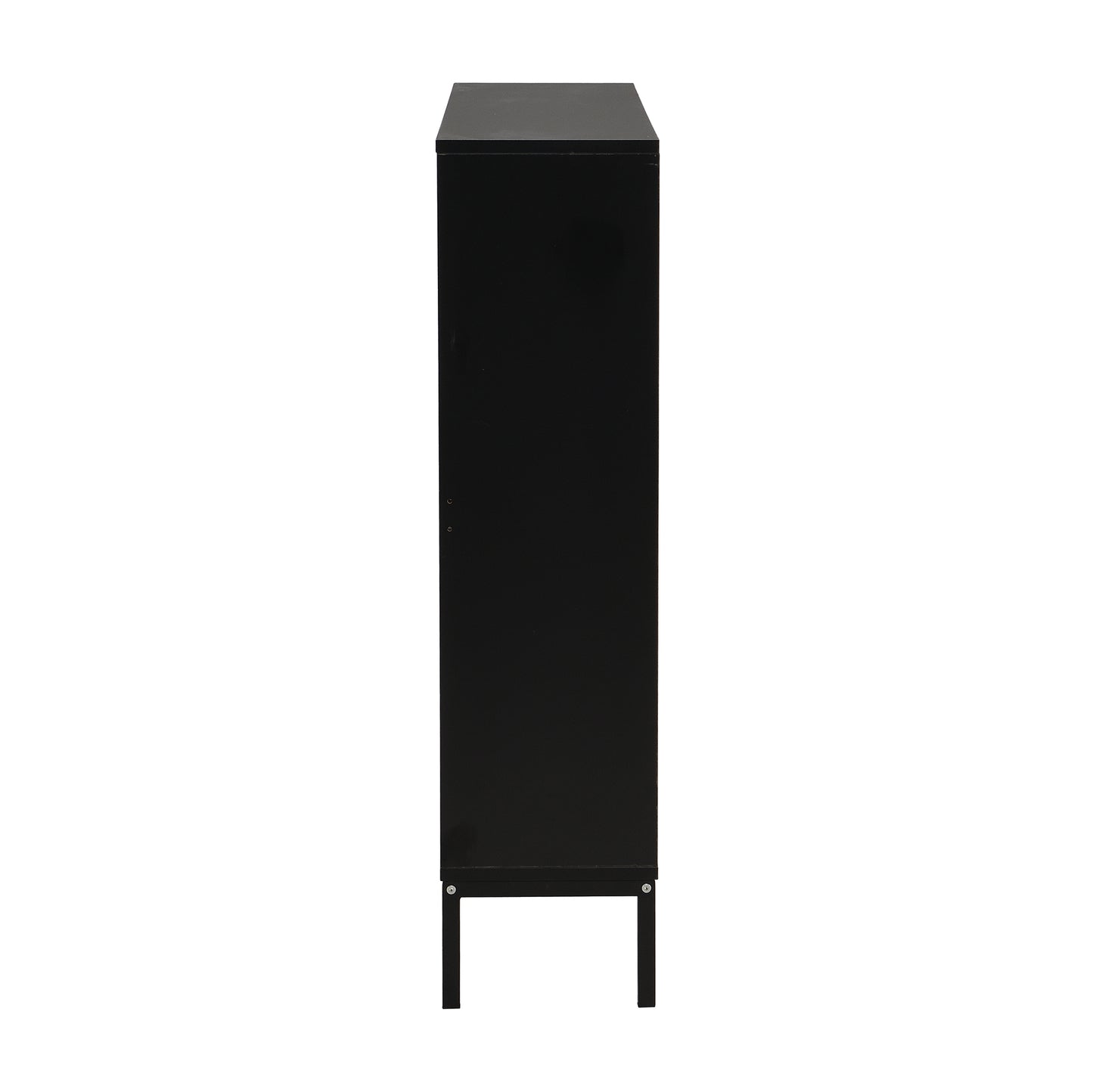 Schuhschrank mit Schuhwechselhocker, dreifach klappbarem Schuhregal und offenem Stauraum, geeignet für Flure, Schwarz + Holzfarbe
