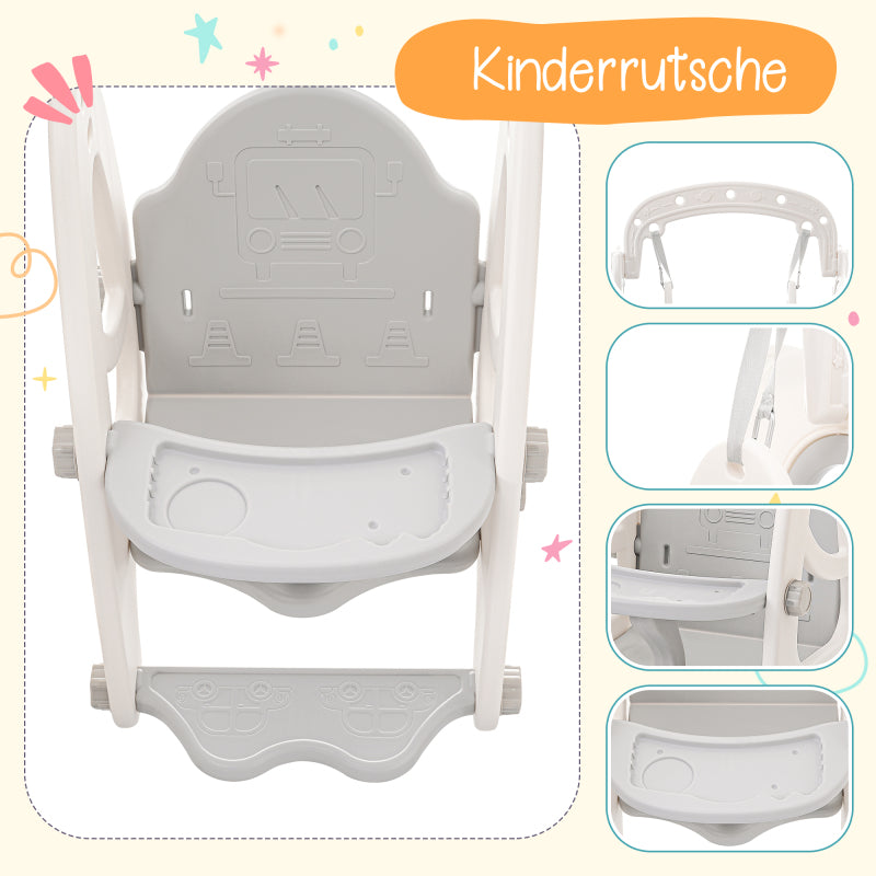 5 in 1 Kinderrutsche, bestehend aus Rutsche, Schaukel, Unterschrank, Basketballkorb und Treppe - HDPE (exkl. Ozeanball)