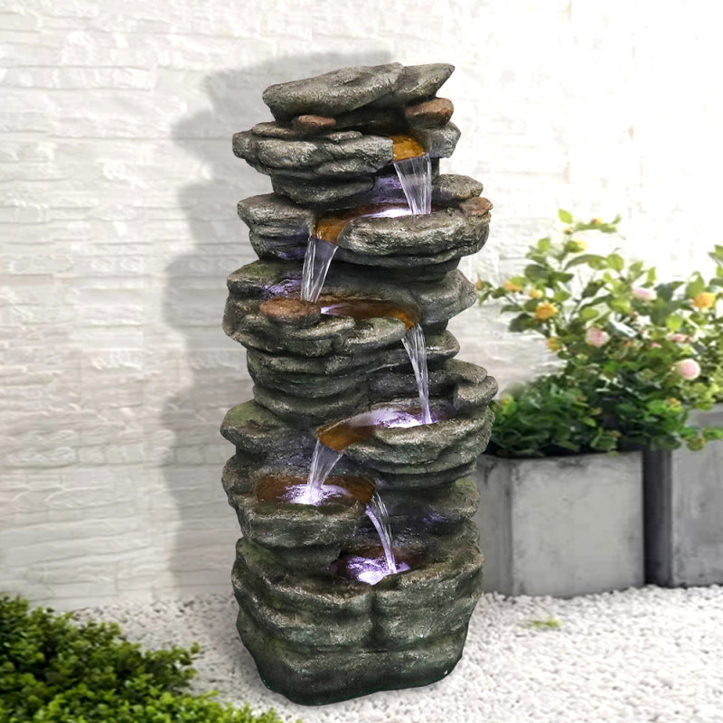 40inches High Outdoor Rock Water Fountain for Home Garden Decor