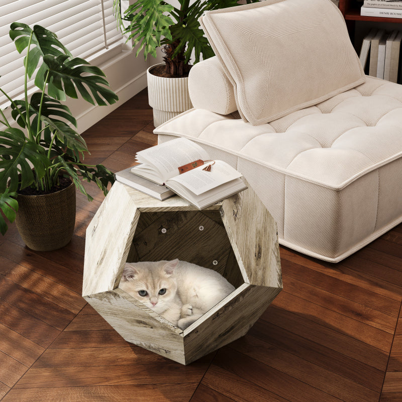 66CM Modern Pet Furniture Cat Carrier , Sofa Side Table, Planter MDF Multifunctional Furniture, Colored Flower Oak