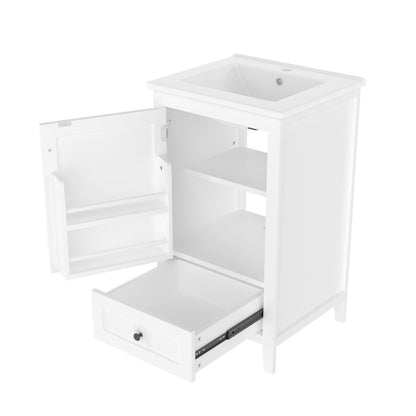 51x46x85cm Bodenstehender Badezimmerschrank mit Waschbe, Waschtisch,komplett lackiert, Türablage, geräuschlose Schublade mit großem Fassungsvermögen, verstellbares Regal, Keramikwaschbecken, weiß