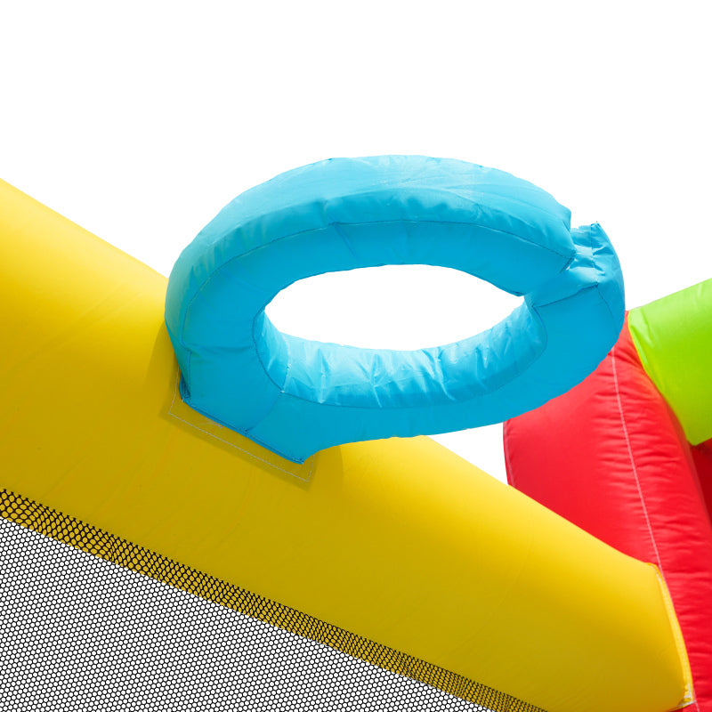 [Ganzjähriger Spielspaß] Hüpfburg mit Gebläse Multifunktionaler Wasserpark+Trampolinpark für Kinder, Inklusive 450W-Gebläse