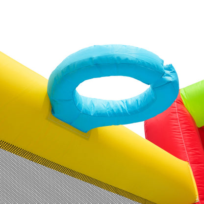 [Ganzjähriger Spielspaß] Hüpfburg mit Gebläse Multifunktionaler Wasserpark+Trampolinpark für Kinder, Inklusive 450W-Gebläse