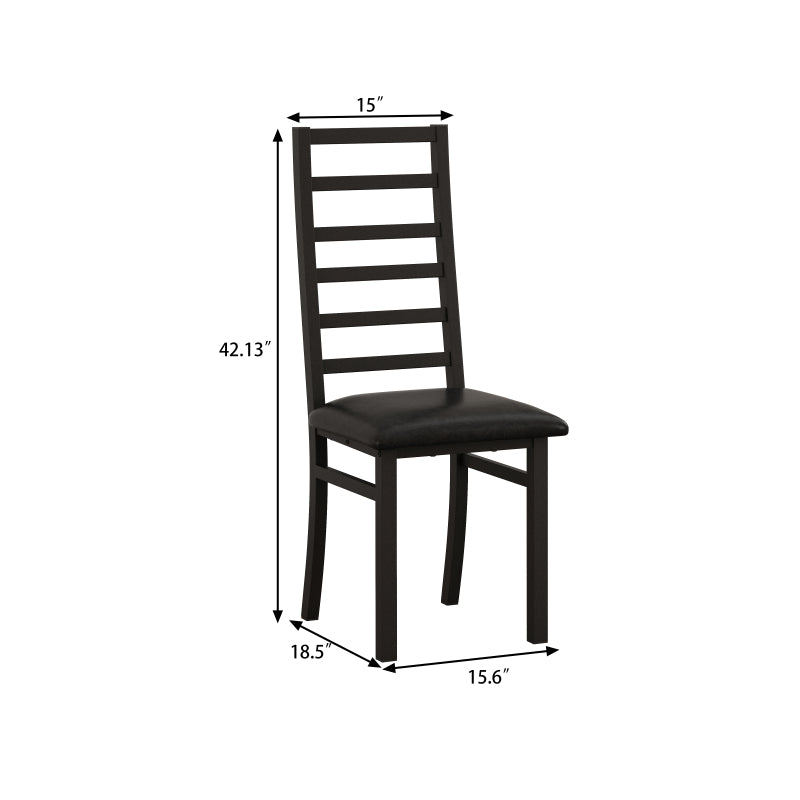 Metal Dining Chairs Set of 4, Steel Legs and PU Leather Seats, High Back Armless Dining Chairs, for Kitchen, Living Room, Black