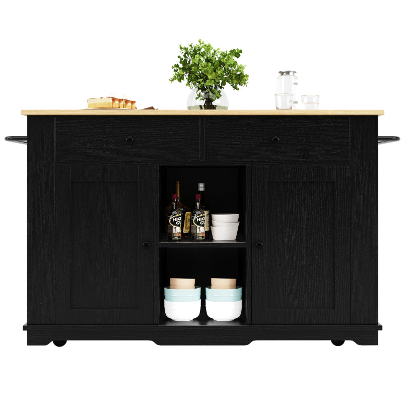Kücheninsel, Küchenwagen mit Steckdosenleiste ausgestattet, Küchenschrank, Servierwagen mit arbeitsplatte, buffetschrank, Speisewagen mit Holzmaserung, buffetschrank,Schwarz