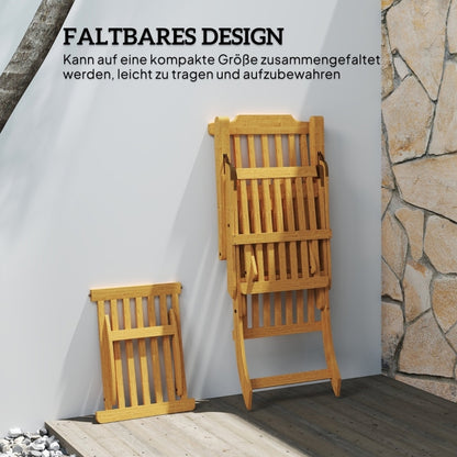 Sonnenliege Holz klappbar Gartenliege mit Fußstütze, Matratze, Gartenstuhl bis 160 kg belastbar, für Garten Urlaub Outdoor Strand Pool, Teak