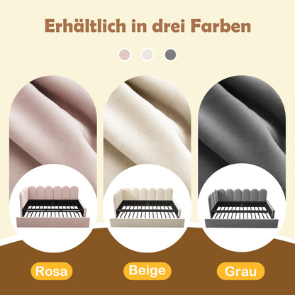 Polsterbett Daybett 90x200cm,Tagesbett Schlafsofa mit Ausziehbett 90x190cm, Kinderbett mit Lattenrost, Samt,Beige, ohne Matratze