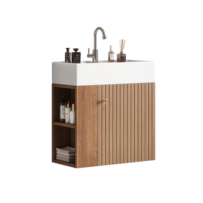 Badezimmermöbel Waschbecken mit Waschtischunterschrank 55 cm , Waschtischunterschrank hängend weiß , Kleine Gästebadmöbel