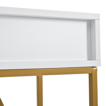 Konsolentisch,Flurtisch mit 2 Schublade ,Leichter Luxus-Stil Beistelltisch, Weiß/Gold