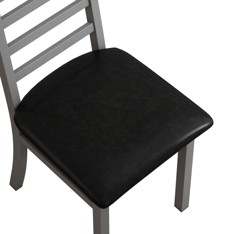 Metal Dining Chairs Set of 4, Steel Legs and PU Leather Seats, High Back Armless Dining Chairs, for Kitchen, Living Room, Grey