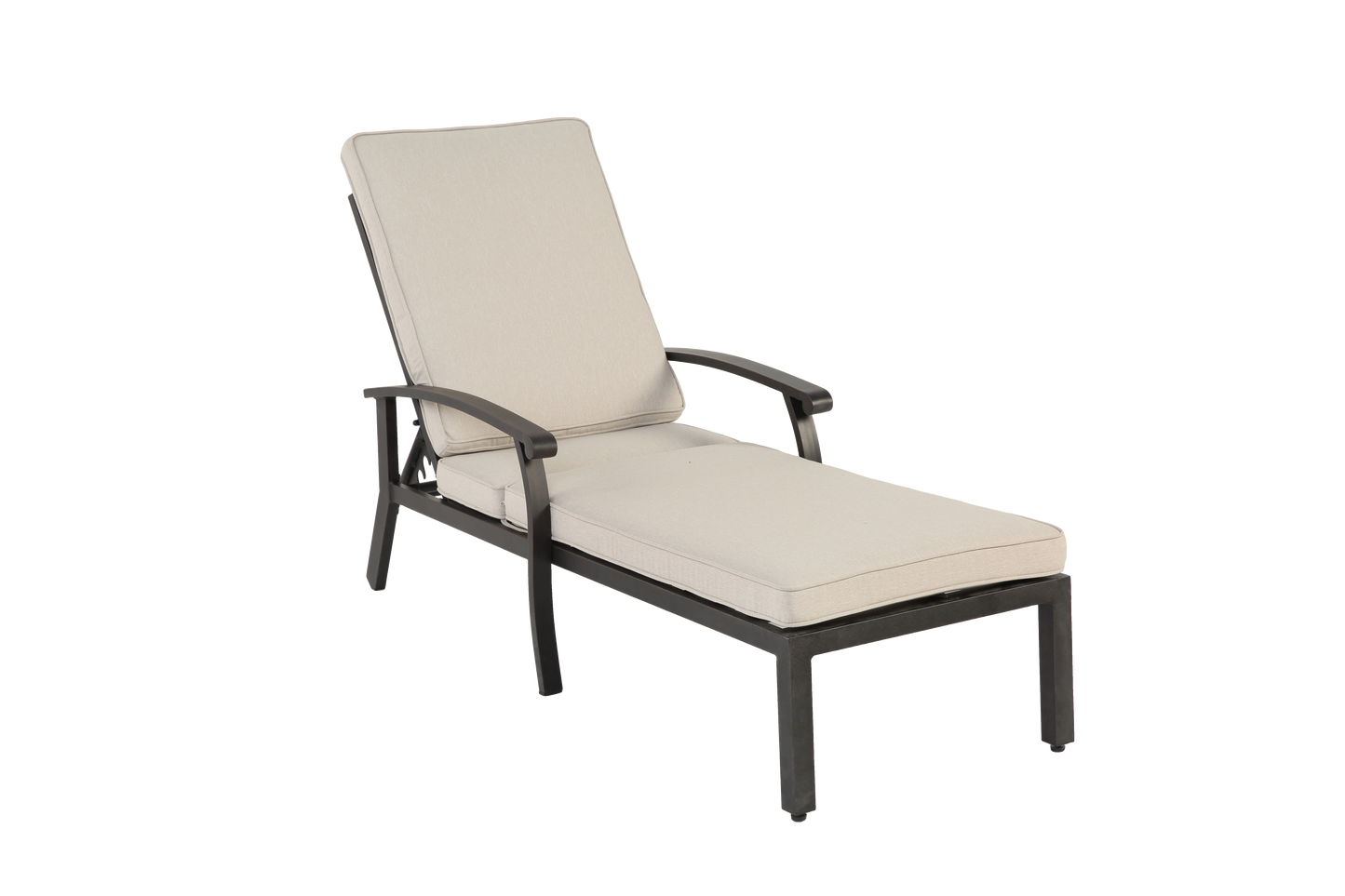 Lounge Patio Chair with Cotton Cushion, Adjustable Reclining Rust-Resistant Aluminum  Poolside Chaise Lounge Furniture, Waterproof Beige Cushion (1pc)