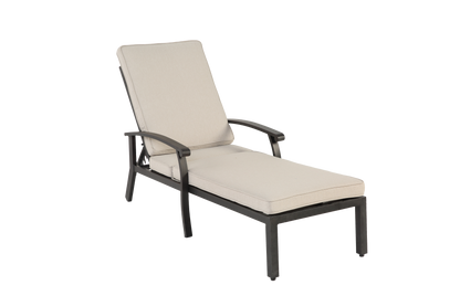 Lounge Patio Chair with Cotton Cushion, Adjustable Reclining Rust-Resistant Aluminum  Poolside Chaise Lounge Furniture, Waterproof Beige Cushion (1pc)