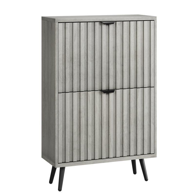 Ein versteckter Schuhschrank, 2-Klappen-Schubladen, verwendet als eigenständiger Schuhschrank für Eingänge, Flure, Wohnzimmer und Schränke, Grau