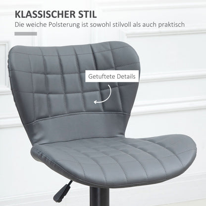 Barhocker 2er-Set mit Rückenlehne und Fußstütze, höhenverstellbar, rutschfest, bis 120 kg, Grau