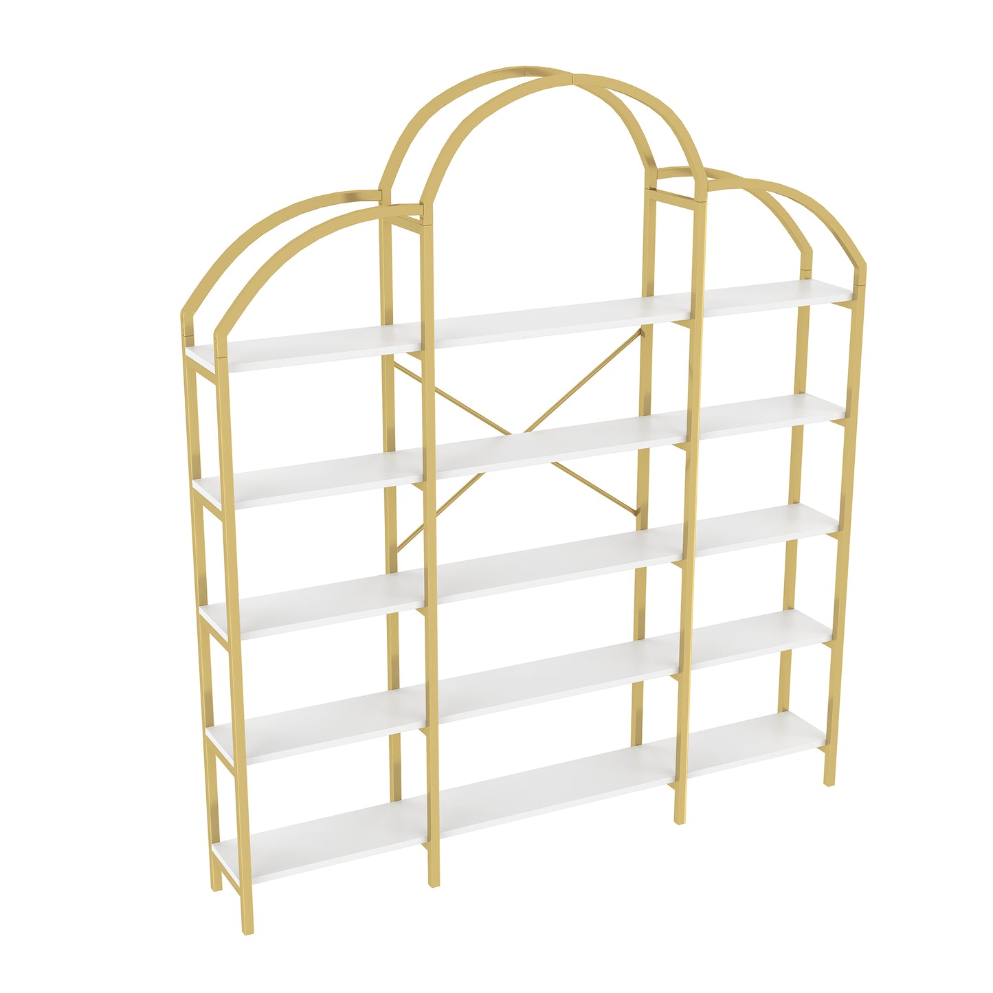 Regal im schlichten Stil, fünf Schichten Stauraum, einzigartige Wolkenform, einfach zu montieren und zu reinigen, Gold + Weiß