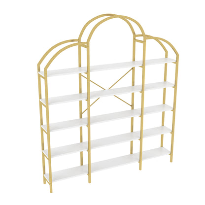 Regal im schlichten Stil, fünf Schichten Stauraum, einzigartige Wolkenform, einfach zu montieren und zu reinigen, Gold + Weiß