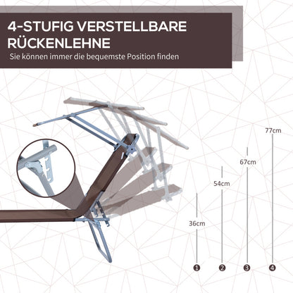 Sonnenliege Gartenliege klappbar mit Sonnenschutz Braun 187x58x36 cm für Terrasse & Balkon