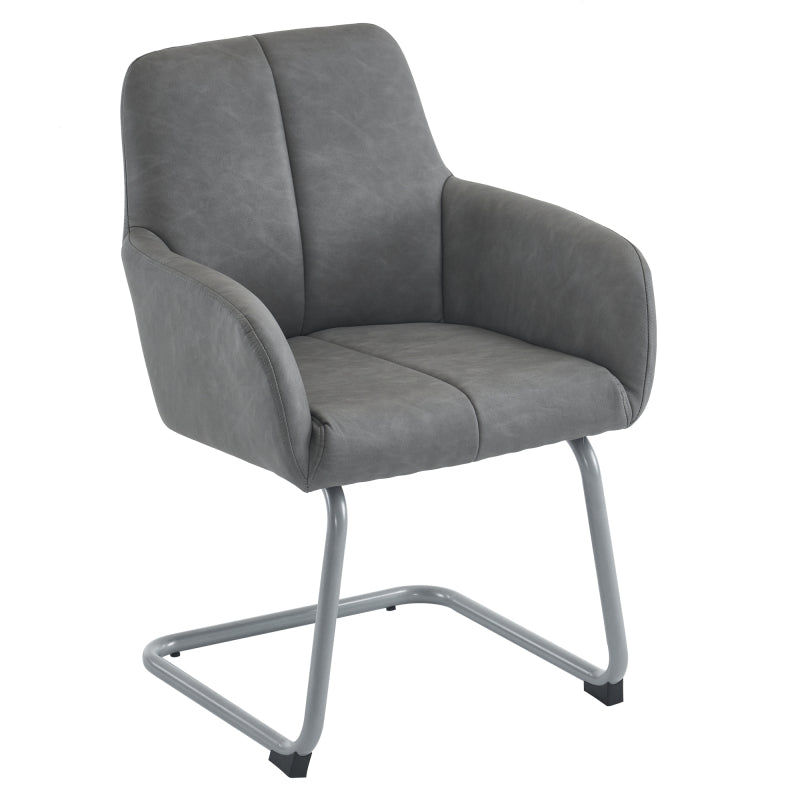 Esszimmerstuhl, 4er set, Sessel mit gewölbten Metallfüßen, grau