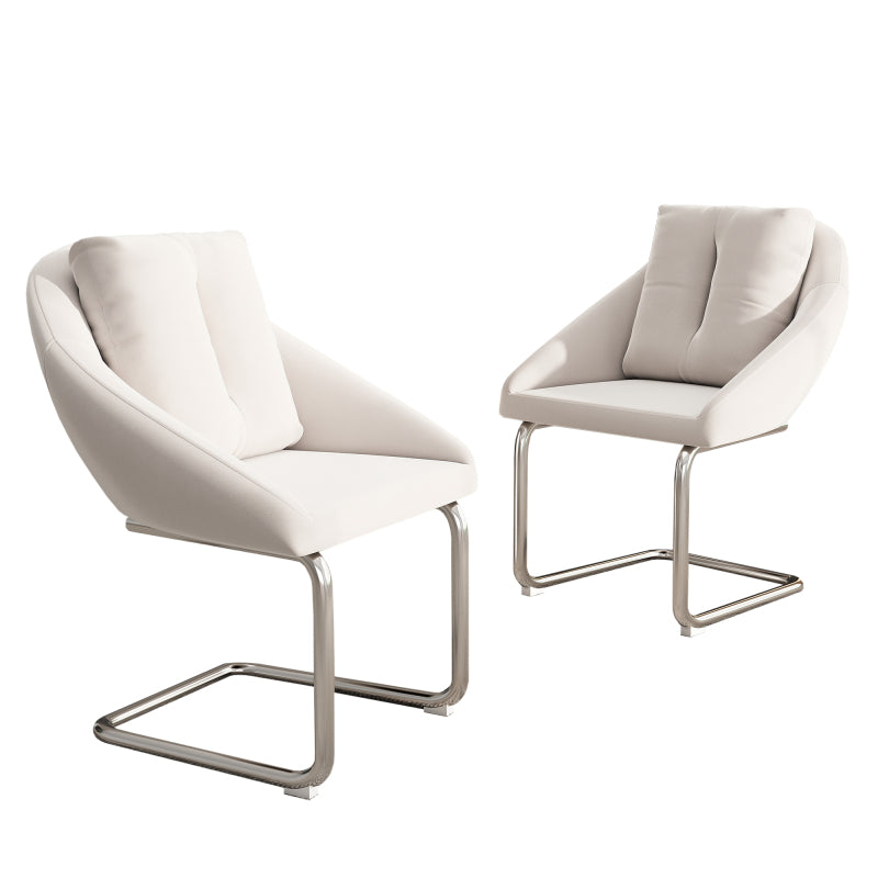 Esszimmerstuhl aus Samt, 2er-Set mit Kissen, entspannender Drehstuhl, gewölbte Stützbeine, Beige