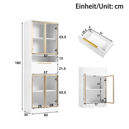 Moderner Weißer Hochschrank mit 16-Farb-LED und Bluetooth – 60×35×180cm