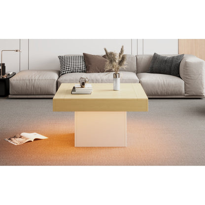 Kreativer LED-Couchtisch in Pilzform, 70x70x40 cm – Stilvoller, quadratischer Beistelltisch, 30 kg Tragkraft, modernes Design für Wohnzimmer